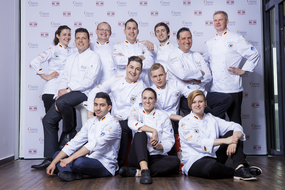 Wird es eine Medaille? Diese Team kocht auf der IKA-Olympiade für Deutschalnd. Foto: Nestlé